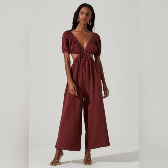 Anthropologie By Astr The Label Gauze Cut Out Jumpsuit - Picture 2 of 11